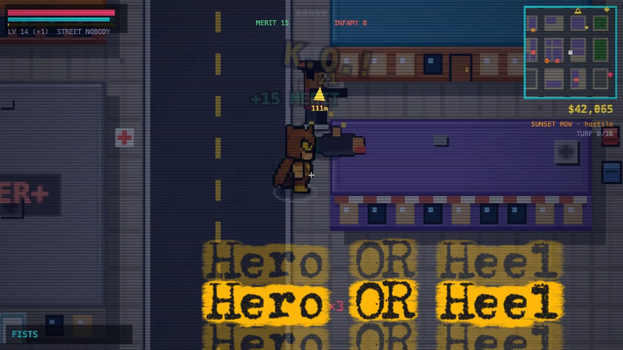 Neon City Legends gameplay: top-down street chase with HUD and minimap
